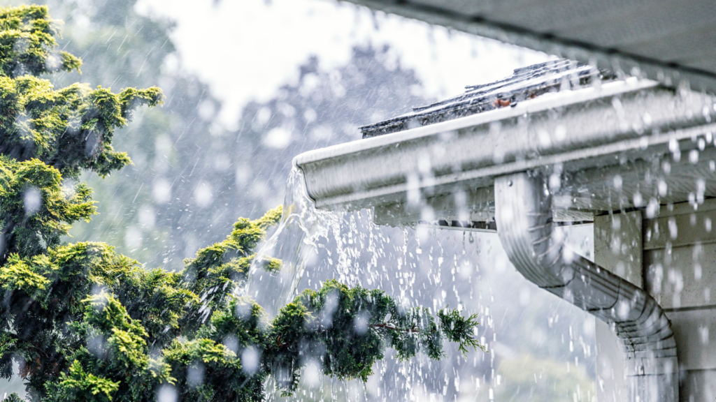 raining heavily on roof