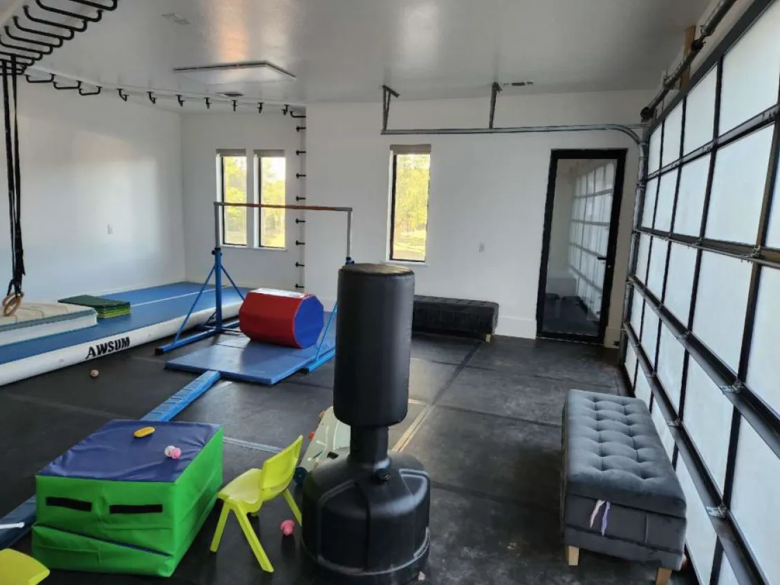 garage transformed into playroom